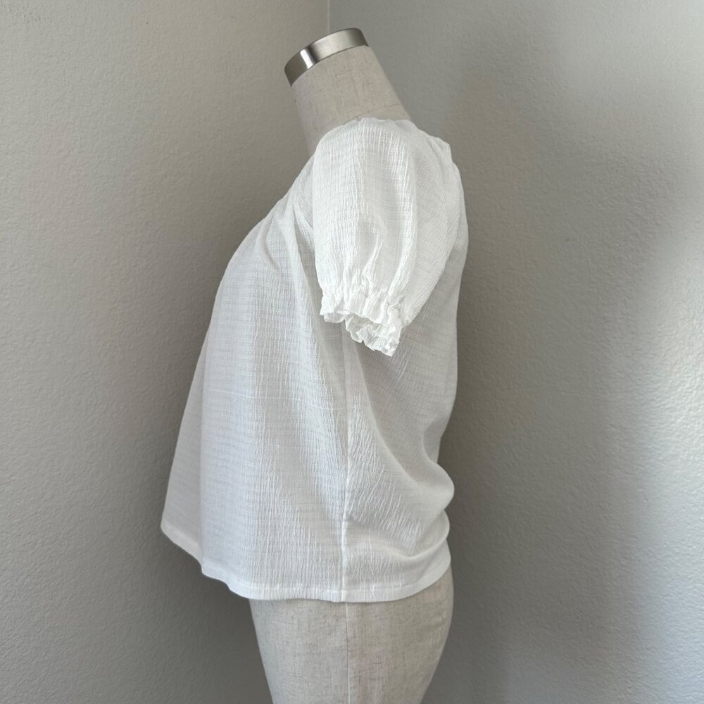 Madewell Texture & Thread Pullover Blouse Puff Sl… - image 5